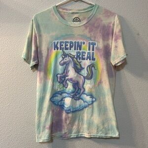 DOMA tie dye “keepin it real” unicorn shirt size small